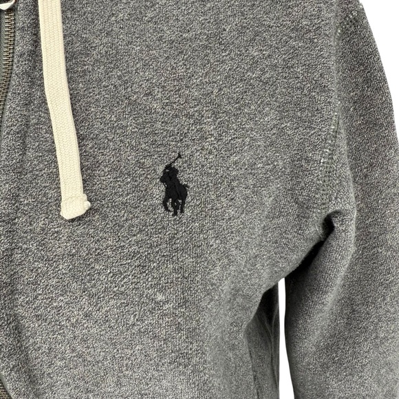 RARE Polo Ralph Lauren XS Full Zip HTR Gray Waffle Hoodie Pony Jacket Cotton Y2K - Picture 8 of 15